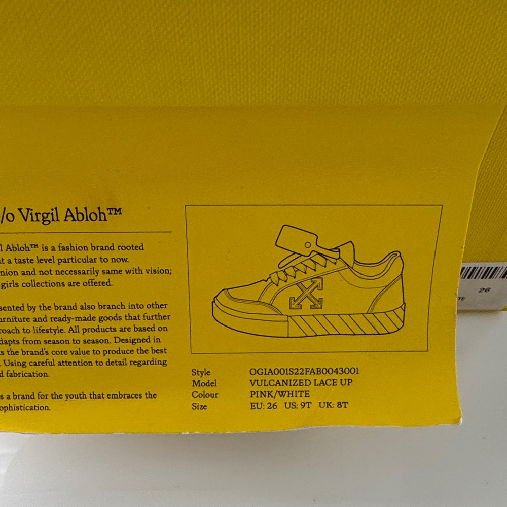 Off-White Vulcanized lace up Kids Pink Canvas Sneakers - Picture 12 of 13